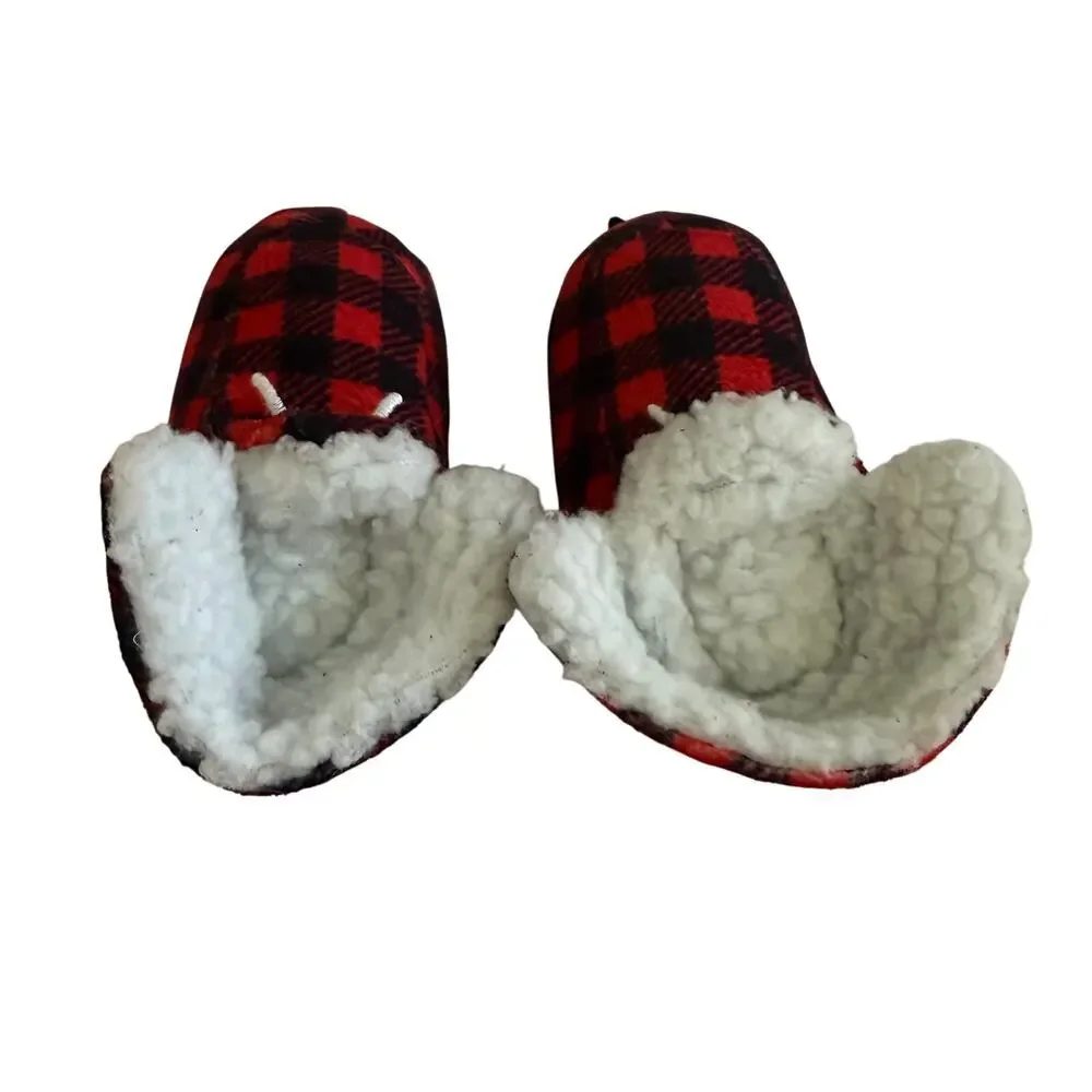 Bark Box 2 Piece Winter Shoe Plaid Booties in Red​